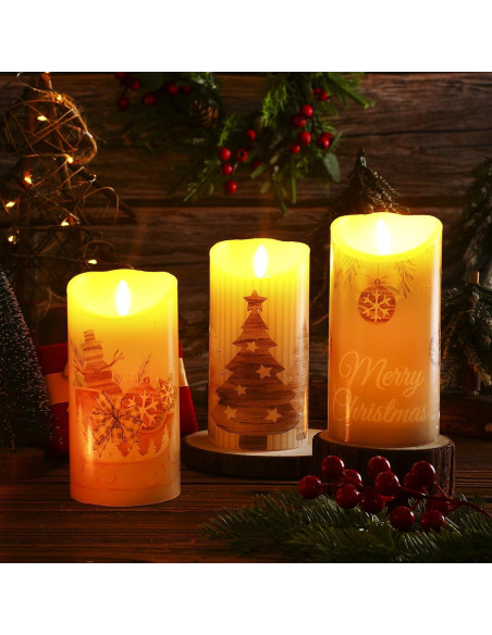 ROCEEI Velas LED Decorativas 3 Pcs Estilo Campestre 15 cm