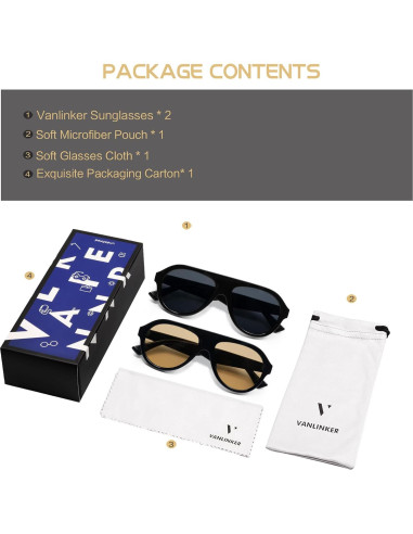 Gafas de sol aviador polarizadas VANLINKER VL9750 - Unisex