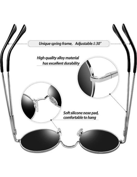 Gafas de sol redondas polarizadas KANASTAL UV400 para hombres