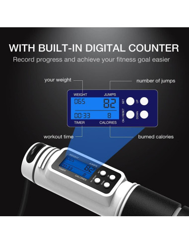 Cuerda para Saltar H HANDIO con Contador Digital Ajustable 2.79m