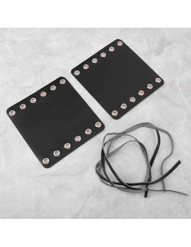 Cubiertas de Agarre de Manillar Aramox para Motocicleta - Cuero Negro