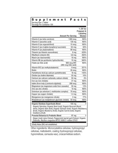 Multivitamina Prenatal Rainbow Light One 120 Cápsulas Veganas