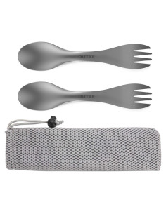 OUTXE Combo Tenedor y Cuchara Titanio 2 en 1 Ultra Ligero
