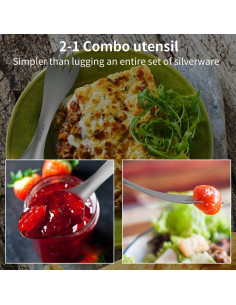 OUTXE Combo Tenedor y Cuchara Titanio 2 en 1 Ultra Ligero 2