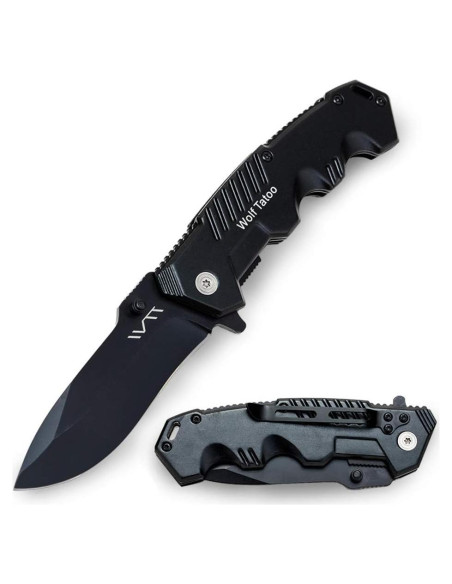 Cuchillo Plegable BGT Negro para Camping y Supervivencia 20.1 cm