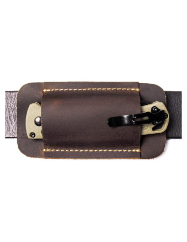 Funda de Cuchillo de Cuero Topstache Pequeña Marrón Oscuro