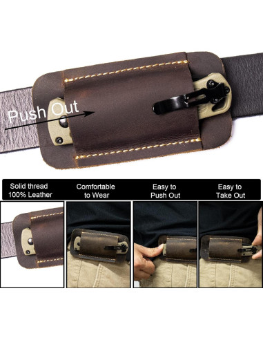 Funda de Cuchillo de Cuero Topstache Pequeña Marrón Oscuro