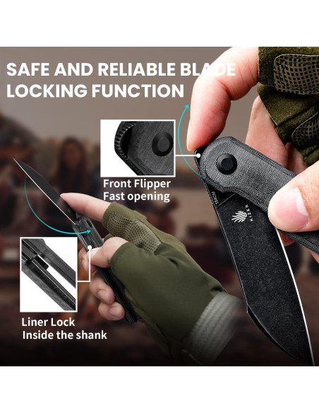 Cuchillo de bolsillo Kizer Klipper 80mm acero 154CM micarta negro Cuchillo de bolsillo Kizer Klipper 80mm acero 154CM micarta negro