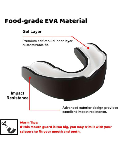 Protector Bucal Deportivo Besosay Adulto Ajustable Negro/Blanco