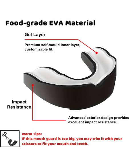 Protector Bucal Deportivo Besosay Adulto Ajustable Negro/Blanco