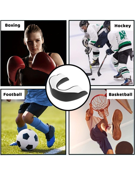 Protector Bucal Deportivo Besosay Adulto Ajustable Negro/Blanco