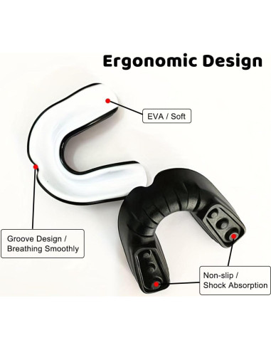 Protector Bucal Deportivo Besosay Adulto Ajustable Negro/Blanco