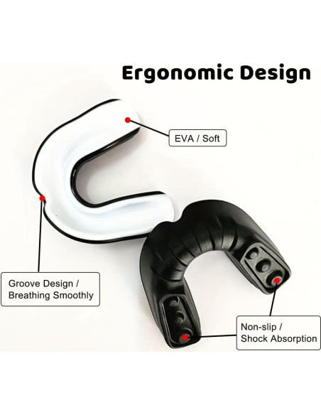 Protector Bucal Deportivo Besosay Adulto Ajustable Negro/Blanco