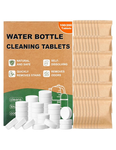Paquete de 100 tabletas de limpieza Heigble para botellas