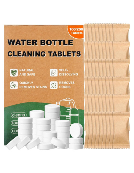 Paquete de 100 tabletas de limpieza Heigble para botellas