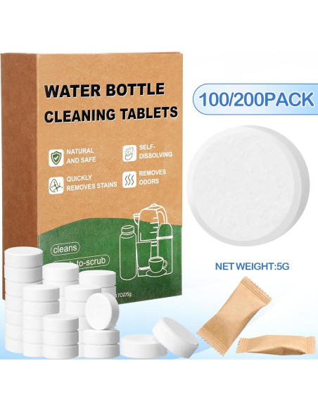 Paquete de 100 tabletas de limpieza Heigble para botellas