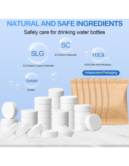 Paquete de 100 tabletas de limpieza Heigble para botellas