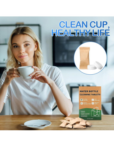 Paquete de 100 tabletas de limpieza Heigble para botellas