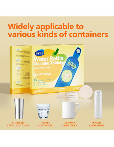 Tabletas de Limpieza APPTRIN para Botellas de Agua - 36 Unidades