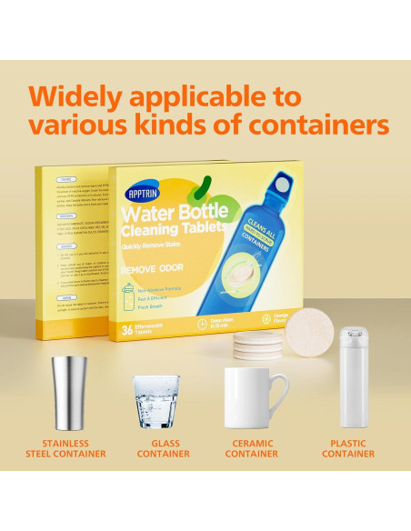 Tabletas de Limpieza APPTRIN para Botellas de Agua - 36 Unidades