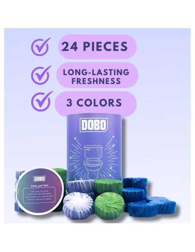 Tabletas Limpiadoras de Inodoro DOBO 24 Unidades - Sin Fragancia