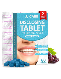 Tabletas Reveladoras de Placa JJ Care - 60 Unidades Sabor Uva
