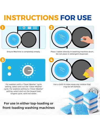 Limpiador de Lavadora Bastion - 6 Tabletas Ecológicas 81g