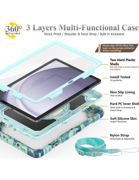 Estuche SEYMAC para Samsung Galaxy Tab A9+ 11" Camo Azul