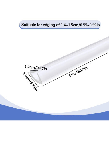 Protector de Borde de Silicona JoyHuaTrade 5m Canal U Transparente
