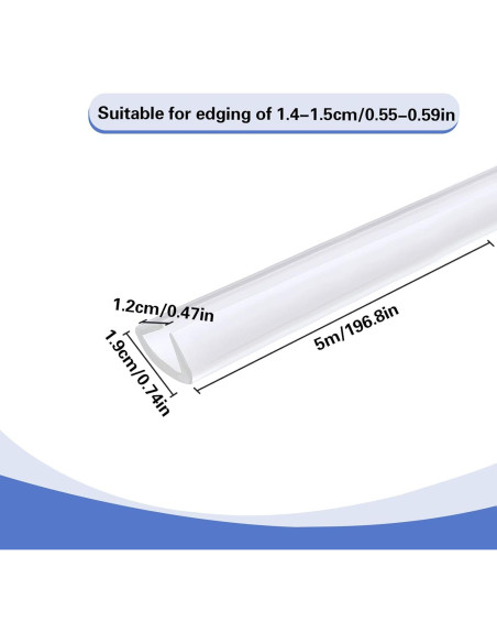 Protector de Borde de Silicona JoyHuaTrade 5m Canal U Transparente