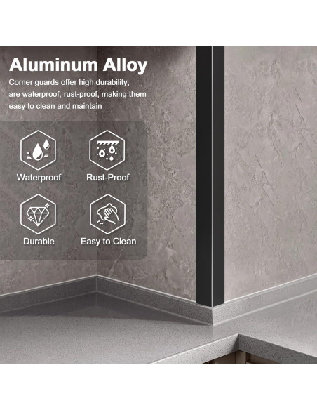 4 Protectores de Esquinas de Aluminio Jiekayi 114.3 cm Negro