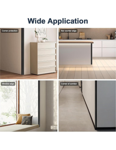 4 Protectores de Esquinas de Aluminio Jiekayi 114.3 cm Negro