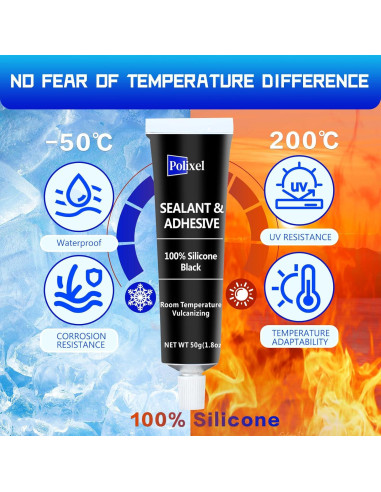 Sellador Adhesivo de Silicona Polixel 50g Impermeable Multiusos