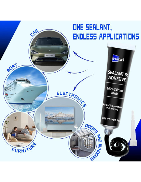 Sellador Adhesivo de Silicona Polixel 50g Impermeable Multiusos