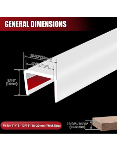 Protector de Bordes de Goma Autoadhesivo YANRUIPRO 19mm Blanco 3.6m 2