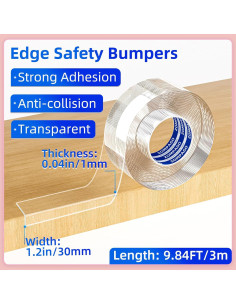 Protector de Bordes Transparentes ZOMPAGO 3m para Muebles 2