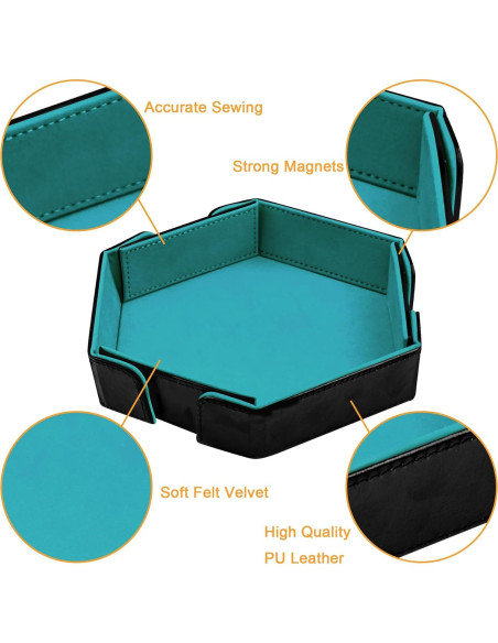 Bandeja de Dados Magnética Plegable SIQUK Hexagonal Cian