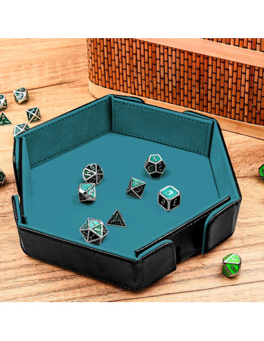 Bandeja de Dados Magnética Plegable SIQUK Hexagonal Cian