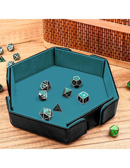 Bandeja de Dados Magnética Plegable SIQUK Hexagonal Cian