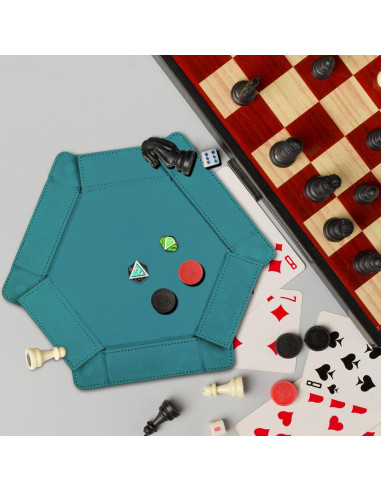 Bandeja de Dados Magnética Plegable SIQUK Hexagonal Cian