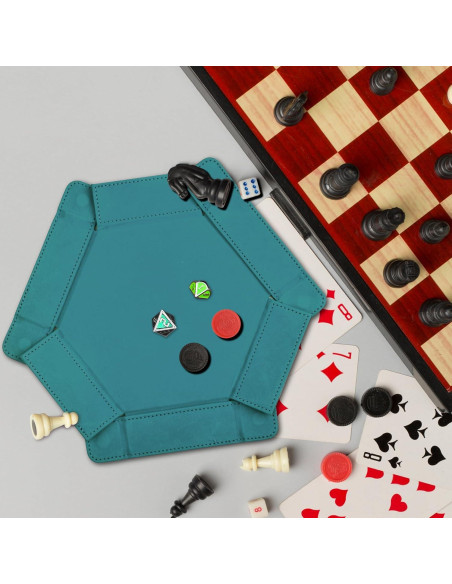 Bandeja de Dados Magnética Plegable SIQUK Hexagonal Cian