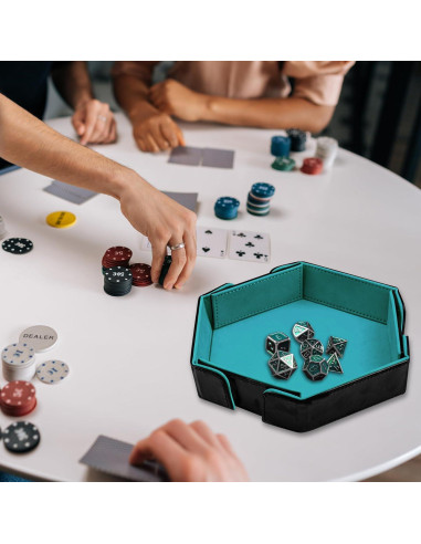 Bandeja de Dados Magnética Plegable SIQUK Hexagonal Cian