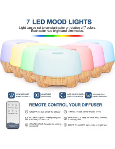 Difusor de Aceite Esencial Marchred 500ML Ultrasónico con Control Remoto 2