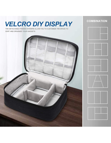 Organizador de Cables VOCUS Grande Portátil Negro 24x10x18cm
