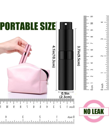Atomizador de Perfume Mini 8ml Mozzafiato Negro Mate - 3 Piezas