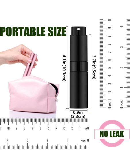 Atomizador de Perfume Mini 8ml Mozzafiato Negro Mate - 3 Piezas