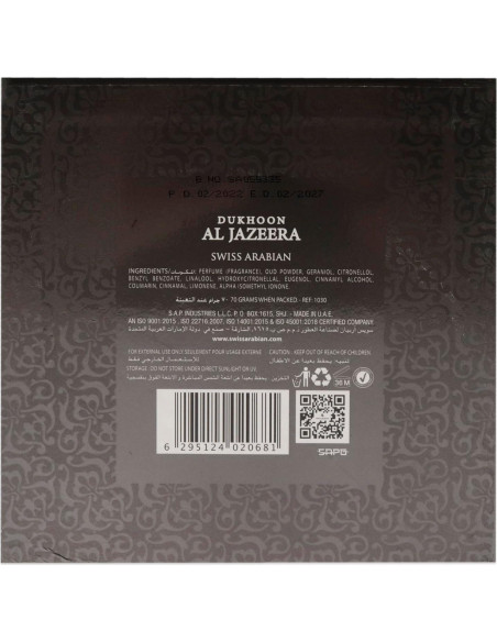 Dukhoon Al Jazeera Swiss Arabian - Polvo de Incienso 68g