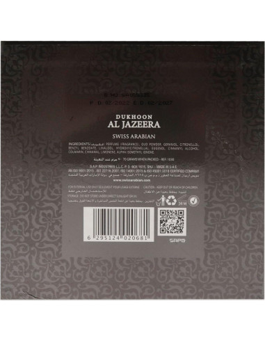 Dukhoon Al Jazeera Swiss Arabian - Polvo de Incienso 68g