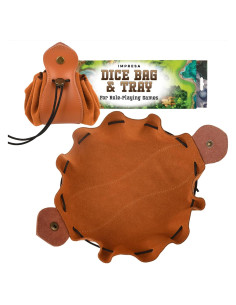 Bolsa y Bandeja de Dados IMPRESA - Cuero Marrón 25.4 cm