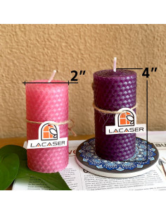 Juego de 4 Velas de Cera de Abeja Lacaser - 3 Moradas y 1 Rosa 2